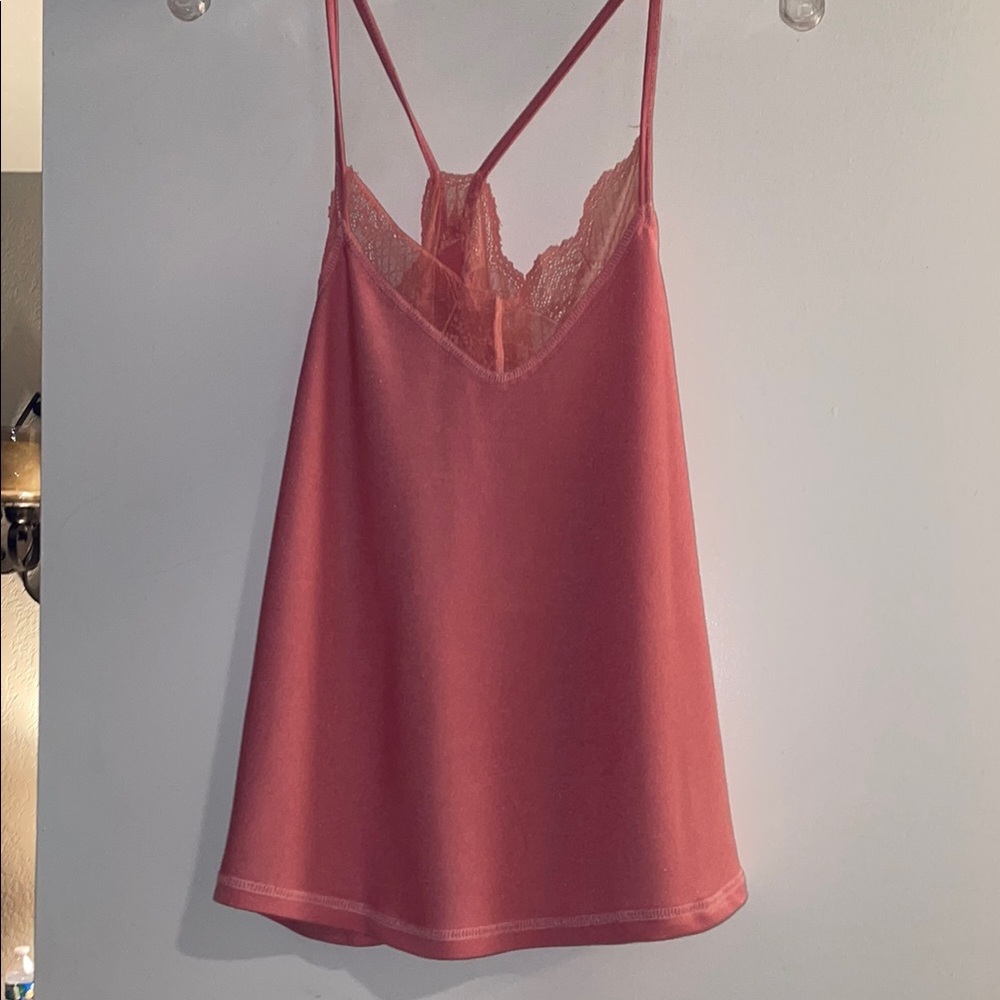 Elegant Lace Trim Tank Top - Pink